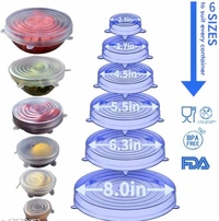 6Pcs Silicone Stretch Preserve Pot Bowl Fruit Lid for Fridge Microwave Food Container Cover - Green, Multipack